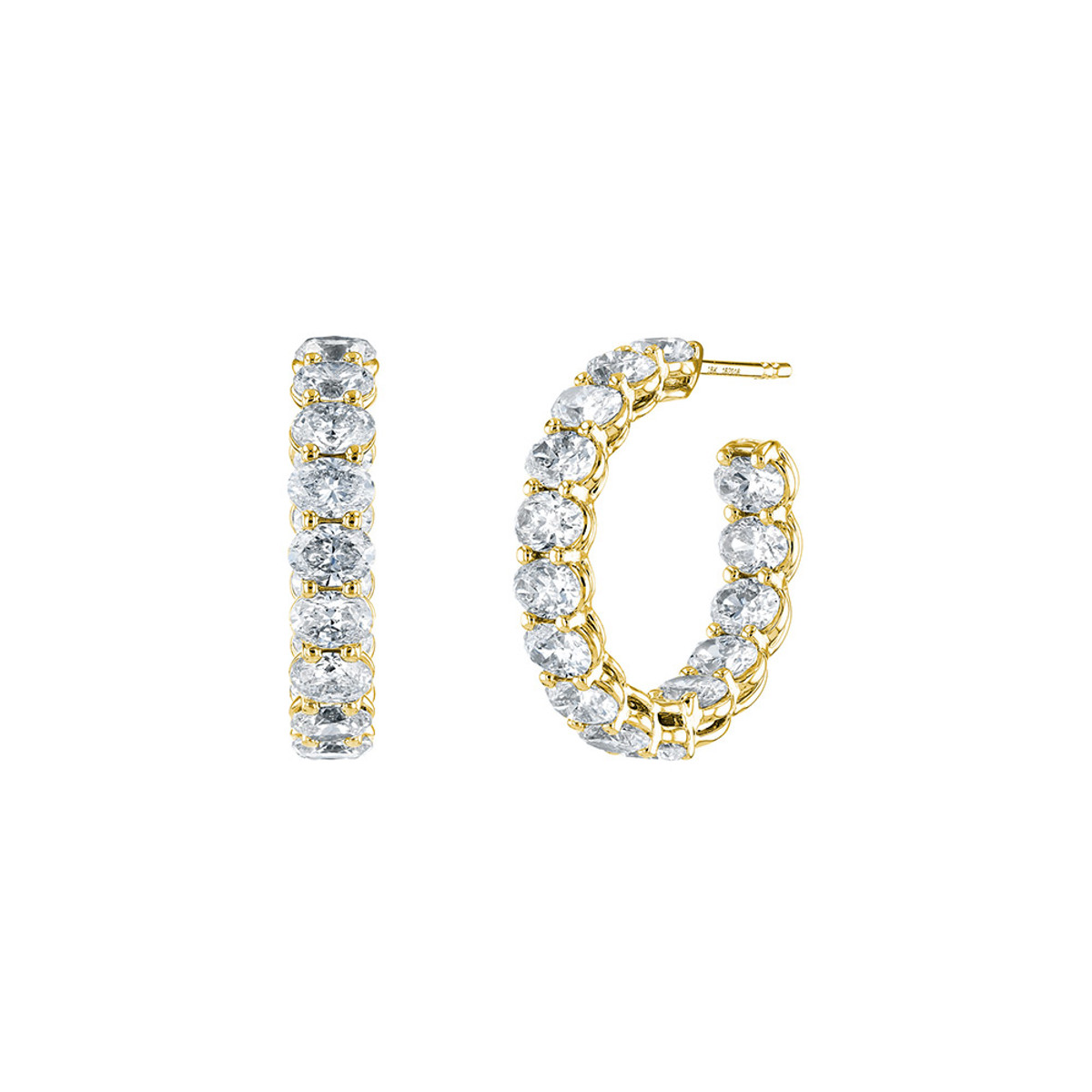 Hyde Park Collection 18K Yellow Gold Diamond Hoop Earrings-59696 Product Image