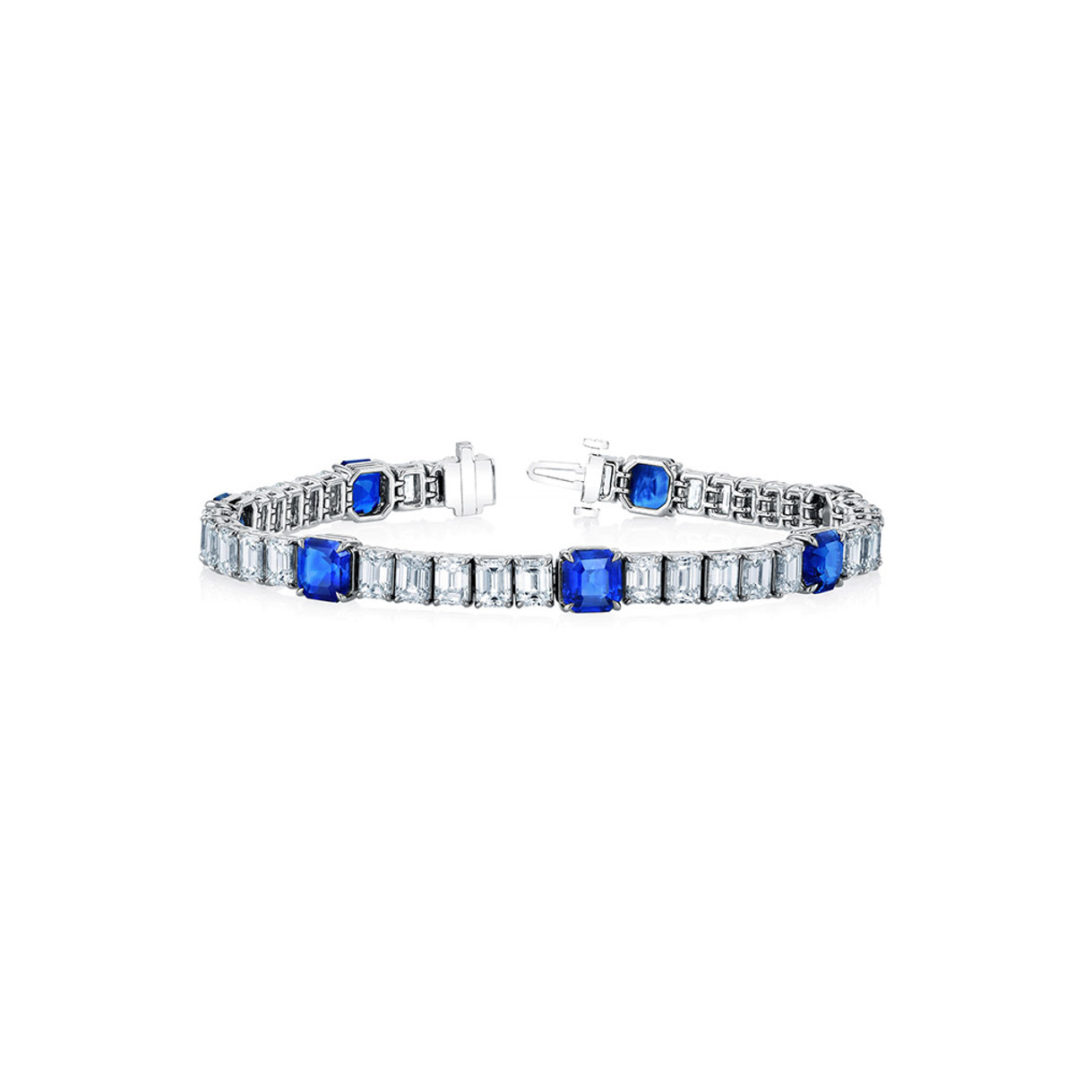 Hyde Park Collection Platinum Sapphire and Diamond Line Bracelet-59714