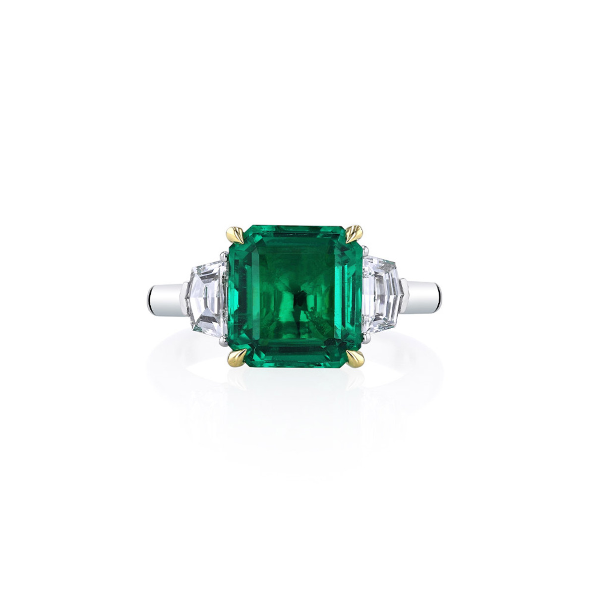 Hyde Park Collection Platinum Emerald and Diamond Ring-59726