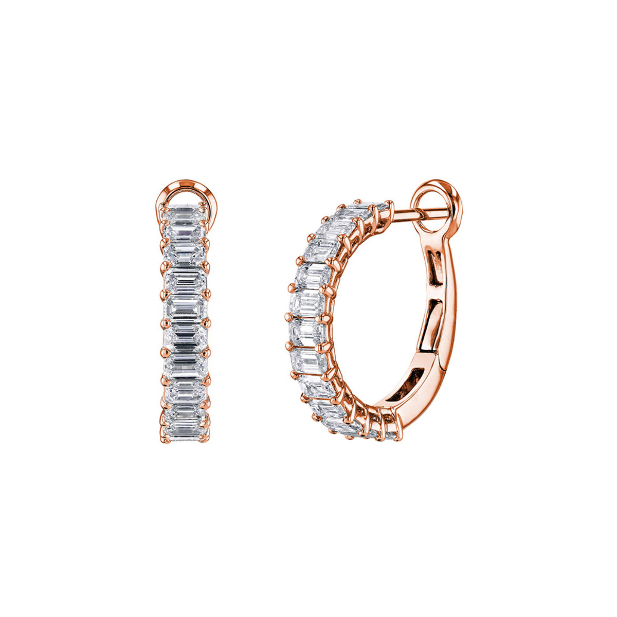 Hyde Park Collection 18K Rose Gold Diamond Hoop Earrings-59695 Product Image
