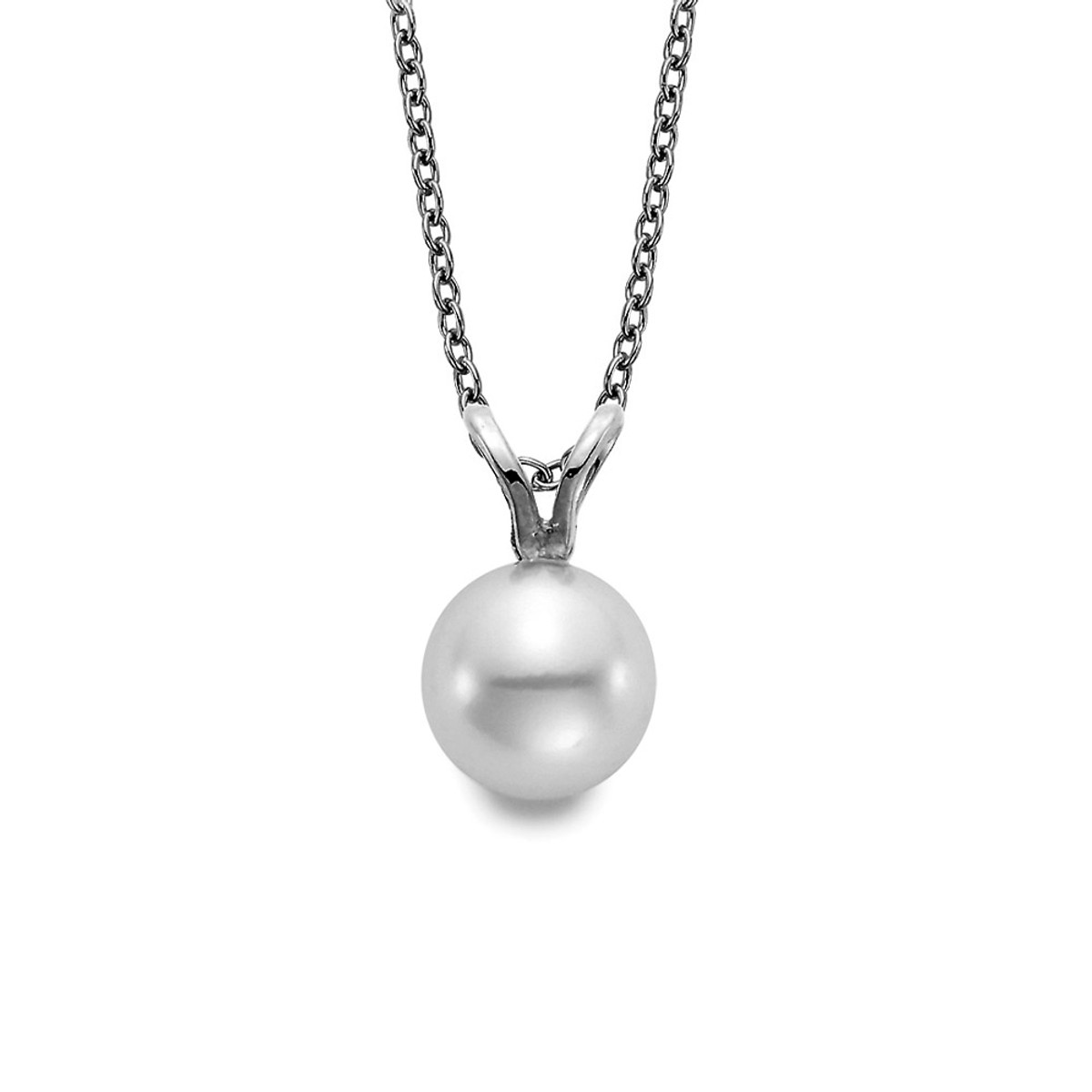 Hyde Park 18K White Gold Pearl Pendant. 7-7.5MM. A Grade Akoya Pearl.-25801 Product Image