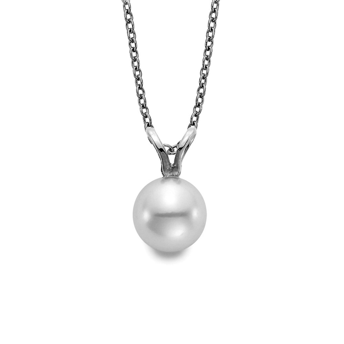 Hyde Park 18K White Gold Pearl Pendant. 7-7.5MM. A Grade Akoya Pearl.-25801