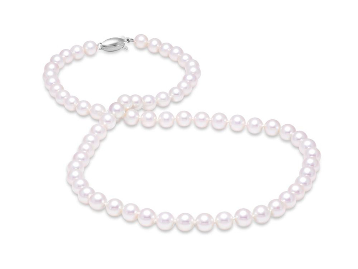 Hyde Park 18K White Gold Pearl Strand Necklace. 18in, 7-7.5MM. AA Grade Akoya Pearl. Clasp may appear different than online.-25850 Product Image