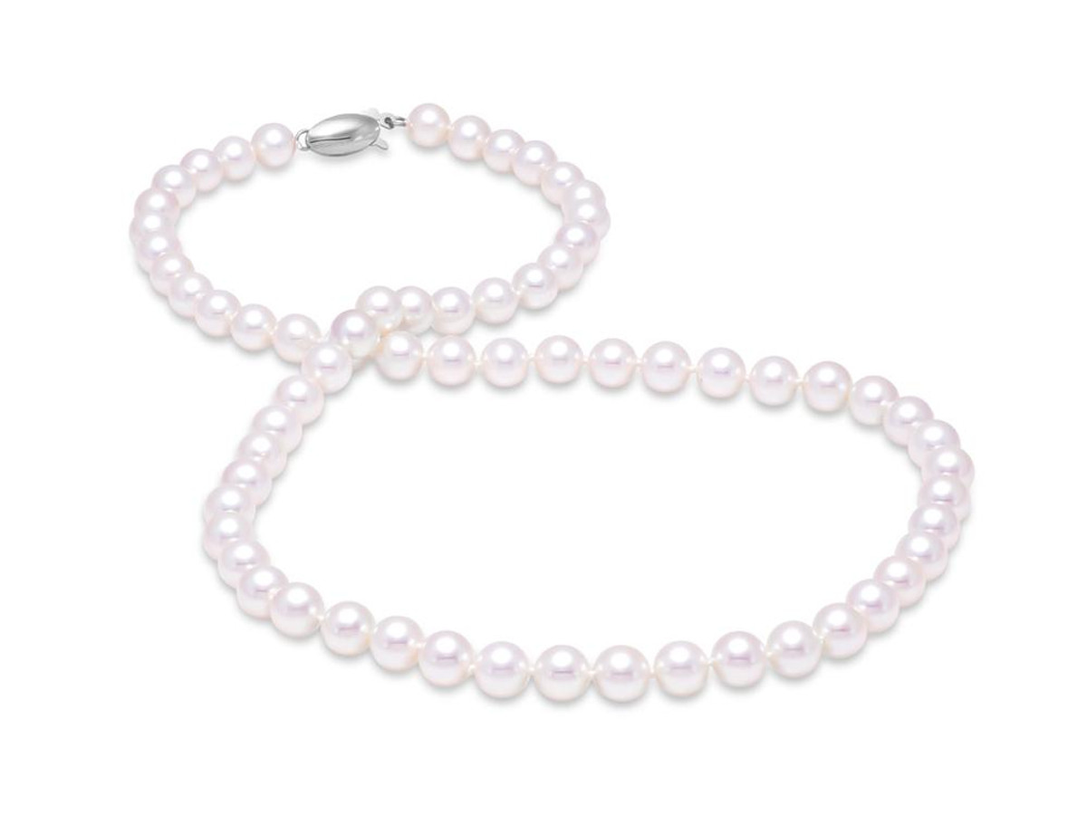 Hyde Park 18K White Gold Pearl Strand Necklace. 18in, 7-7.5MM. AA Grade Akoya Pearl. Clasp may appear different than online.-25850