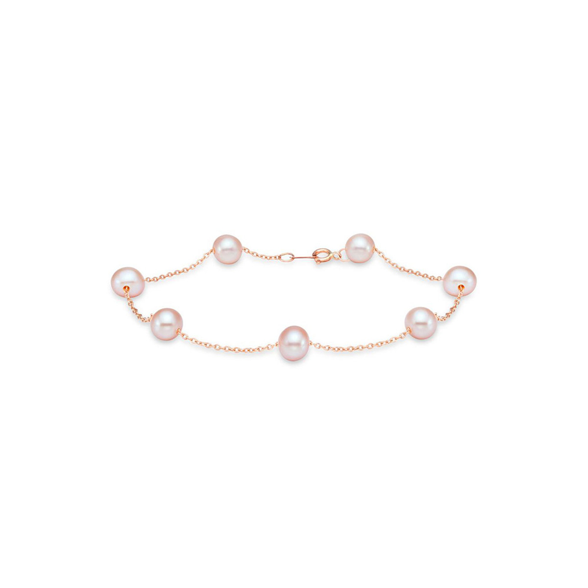 Hyde Park Collection 14K Rose Gold Tin Cup Pearl Bracelet-56117 Product Image