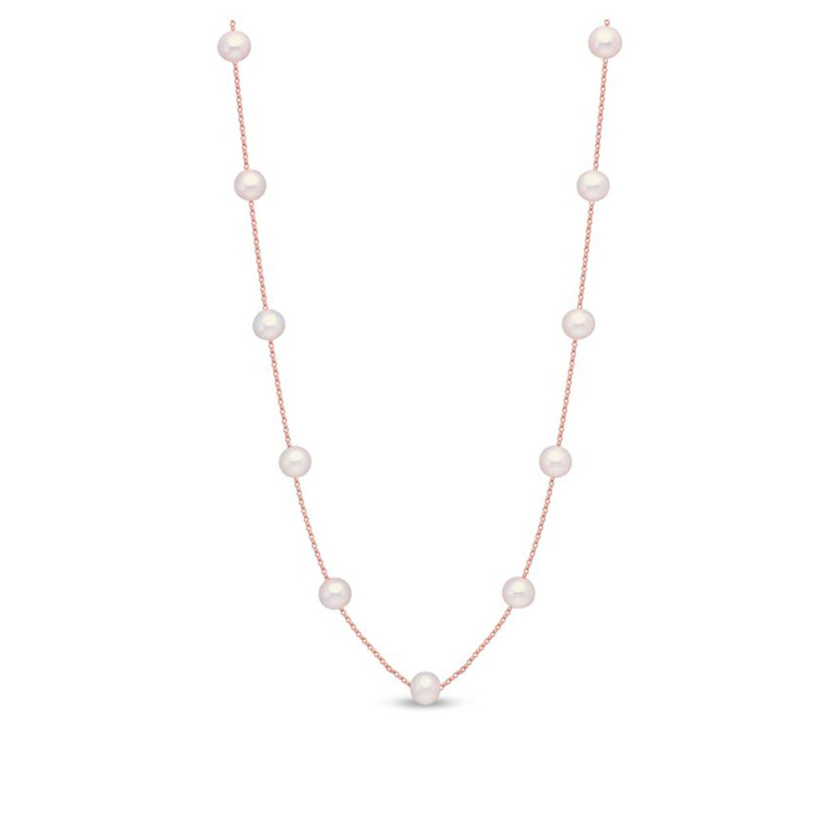 Hyde Park Collection 14K Rose Gold Tin Cup Pearl Necklace-56112