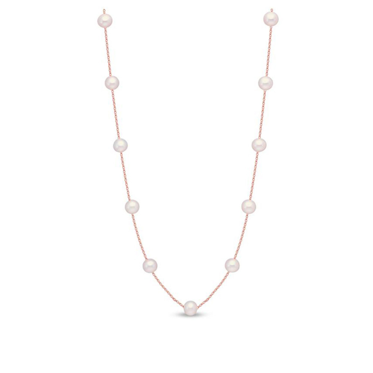 Hyde Park Collection 14K Rose Gold Tin Cup Pearl Necklace-56112 Product Image