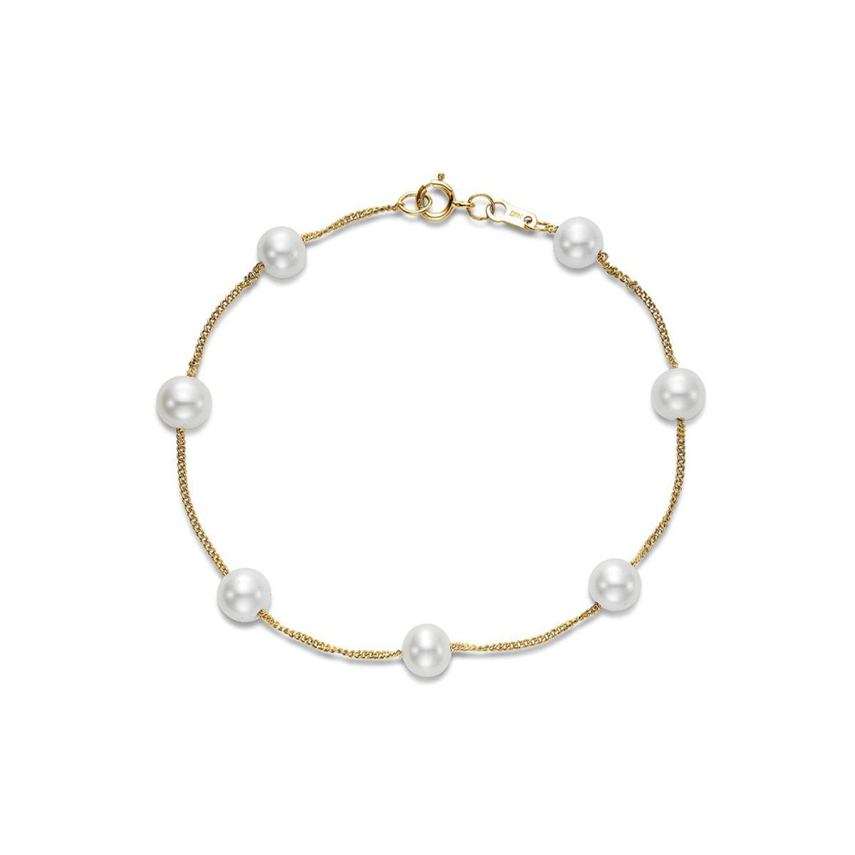 Hyde Park Collection 14K Yellow Gold Tin Cup Pearl Bracelet-56114 Product Image