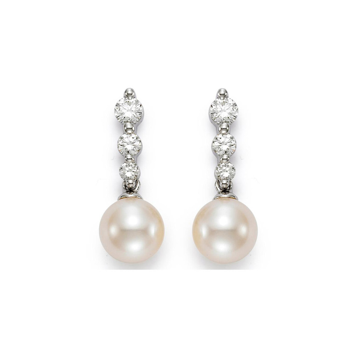 Hyde Park Collection 18K White Gold Pearl and Diamond Earrings-58176 Product Image