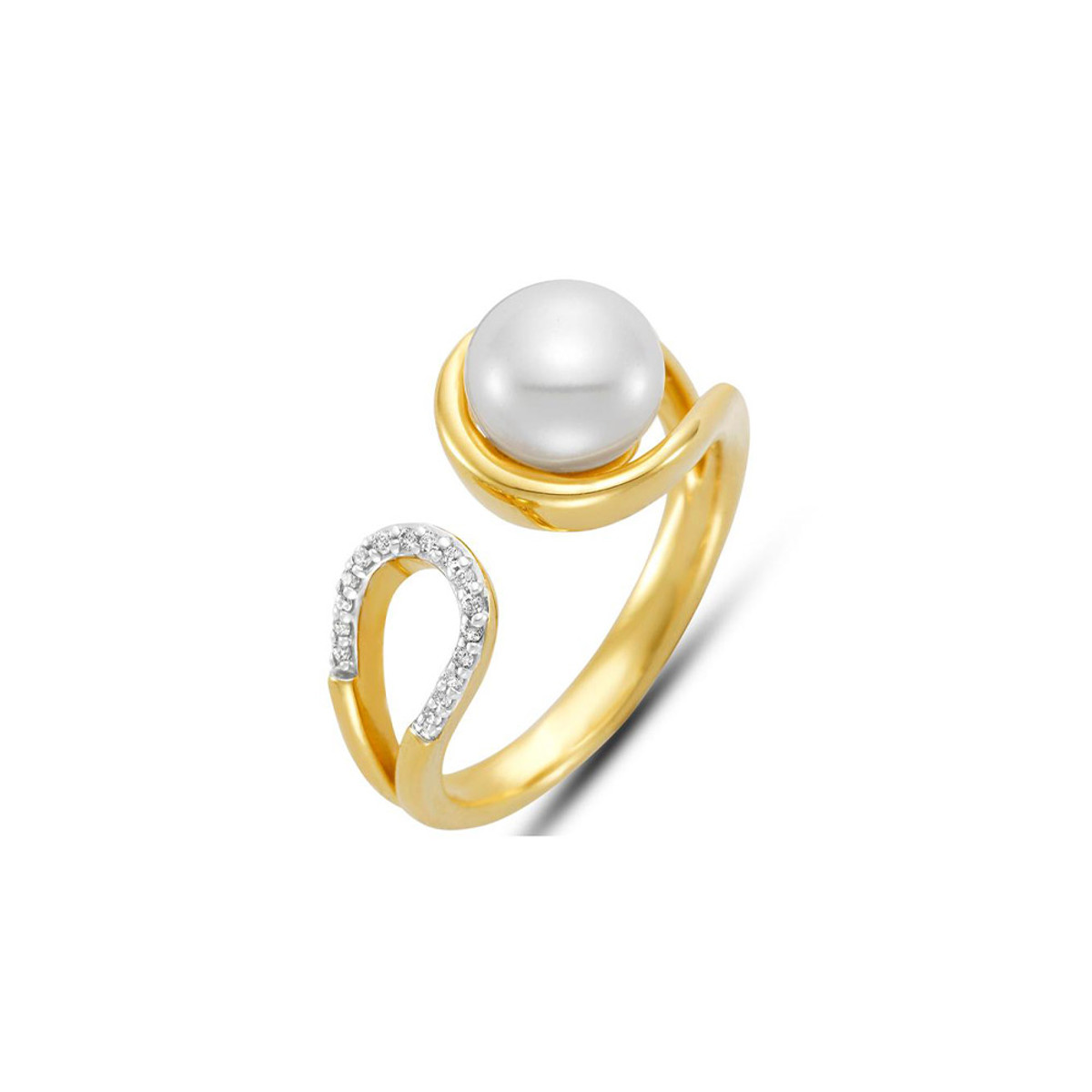 Hyde Park Collection 18K Yellow Gold Pearl and Diamond Ring-58547 Product Image