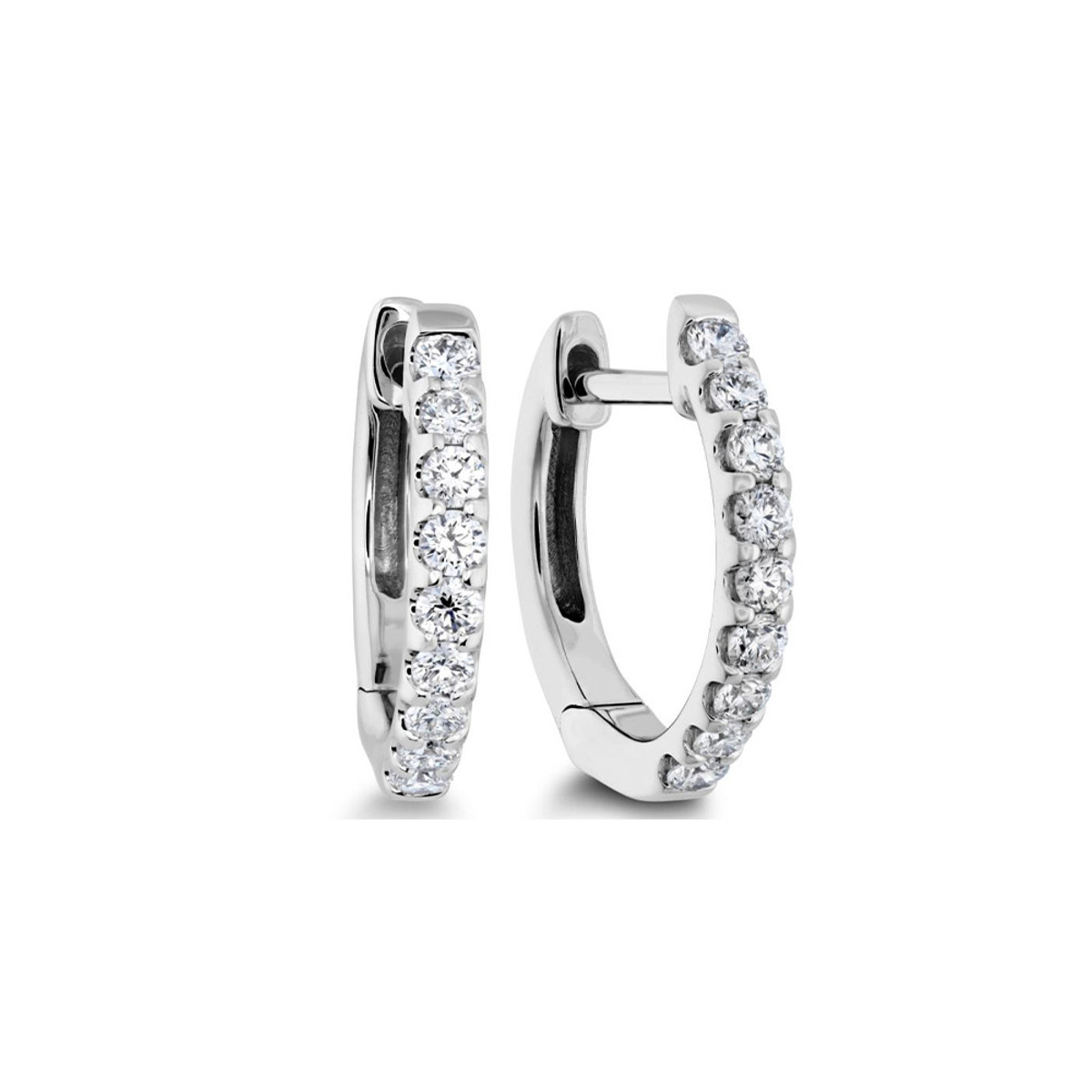 Hyde Park Collection 18K White Gold Diamond Hoop Earrings-30712 Product Image