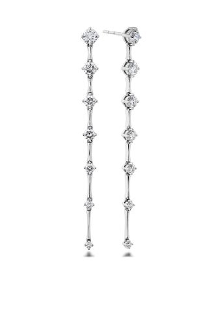 Hyde Park Collection 18K White Gold Diamond Drop Earrings-54607 Product Image