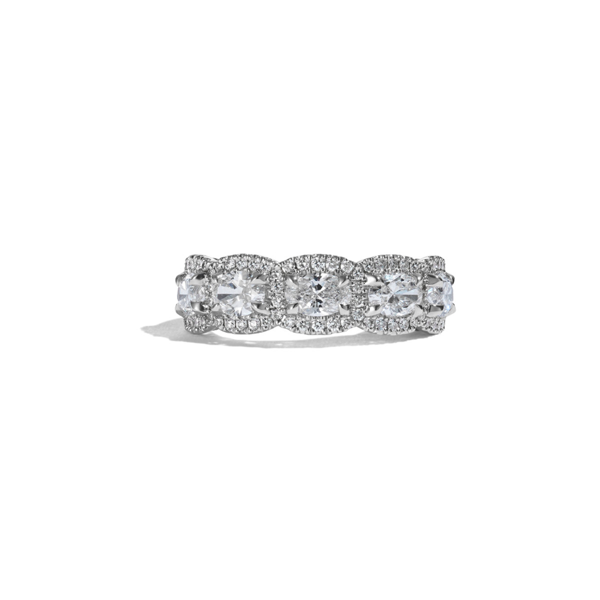 Henri Daussi 18k White Gold 1.93ct 5 Oval Diamond Anniversary Band-54666 Product Image