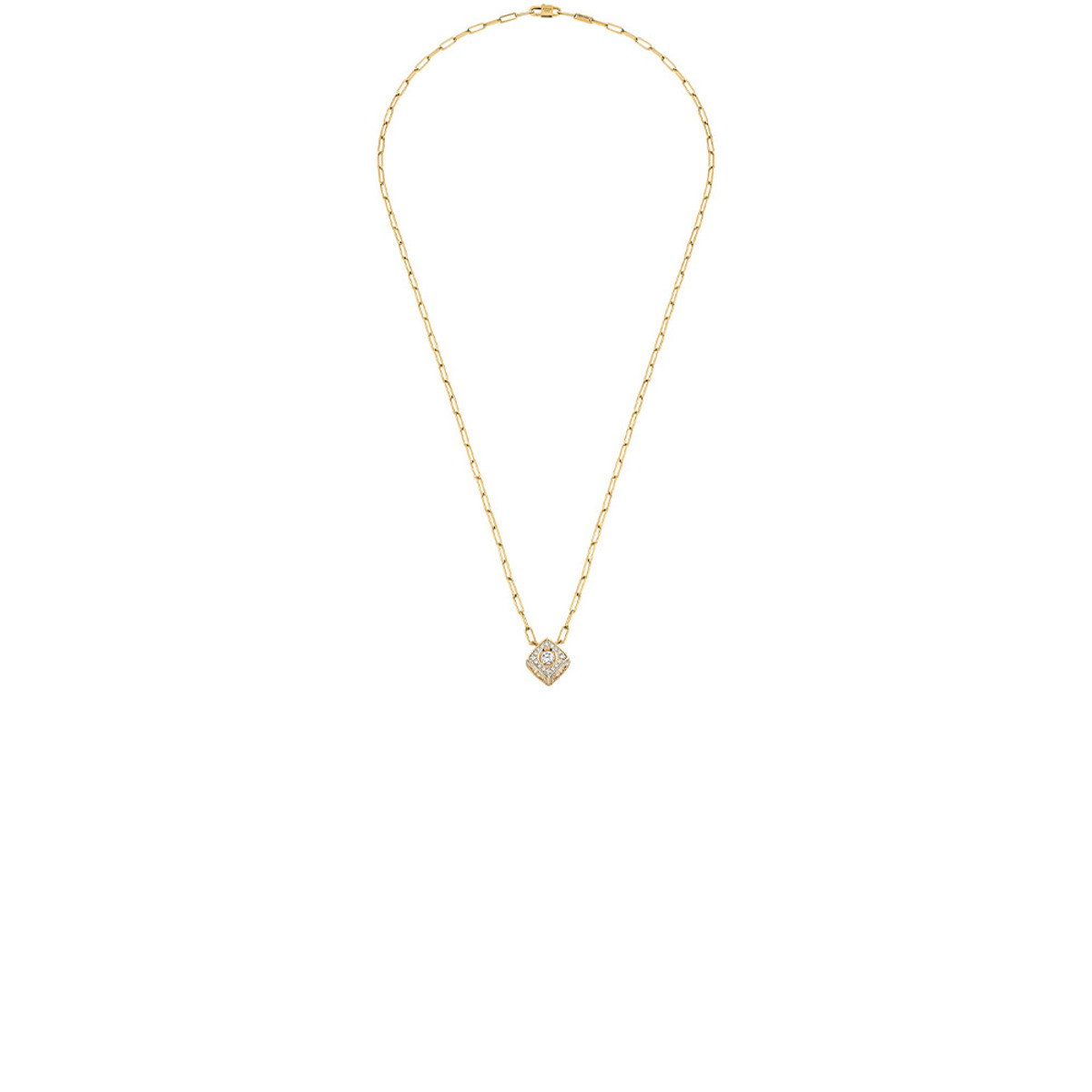 Dinh Van 18K Yellow Gold Le Cube Diamant XL Paved Pendant-60443