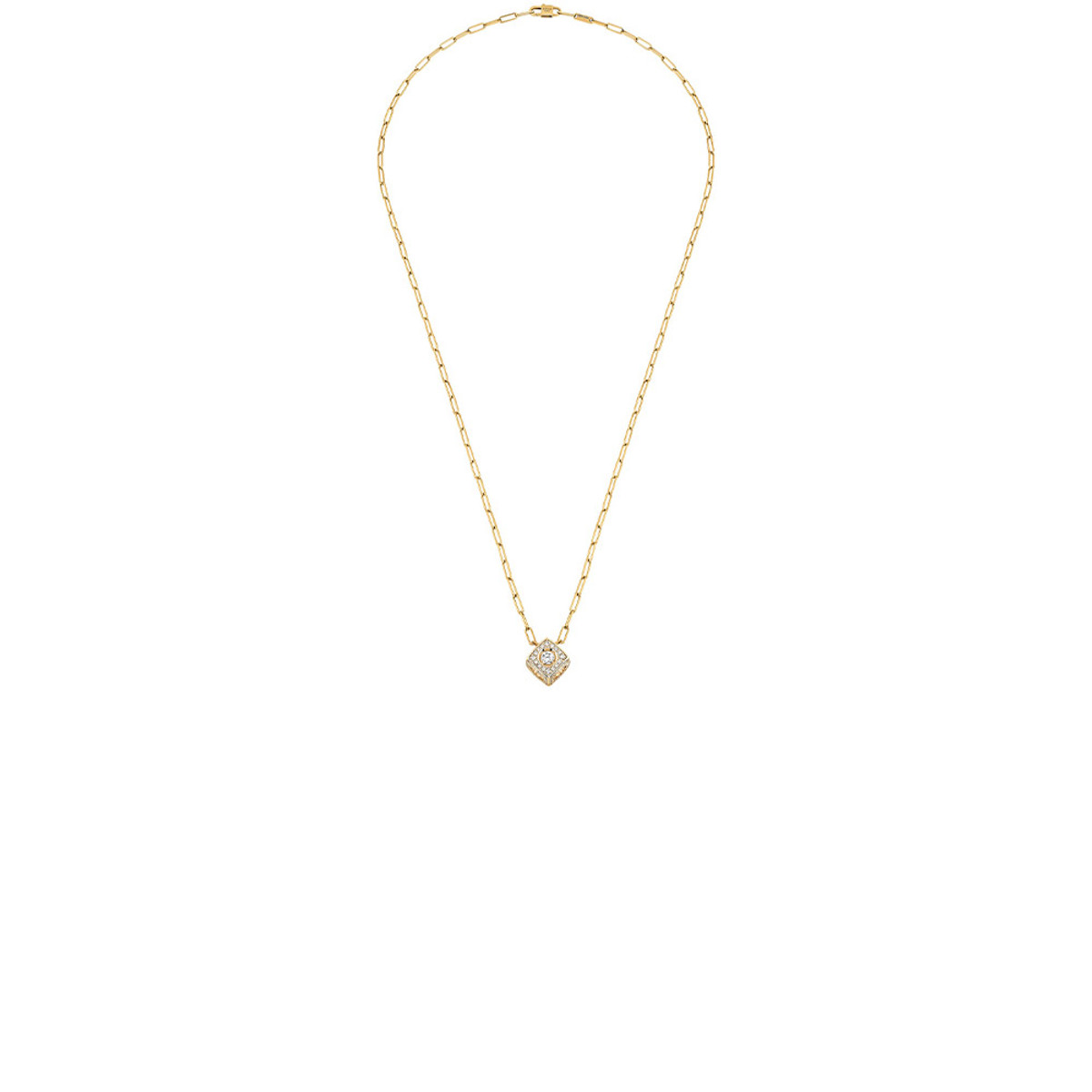 Dinh Van 18K Yellow Gold Le Cube Diamant XL Paved Pendant-60443 Product Image