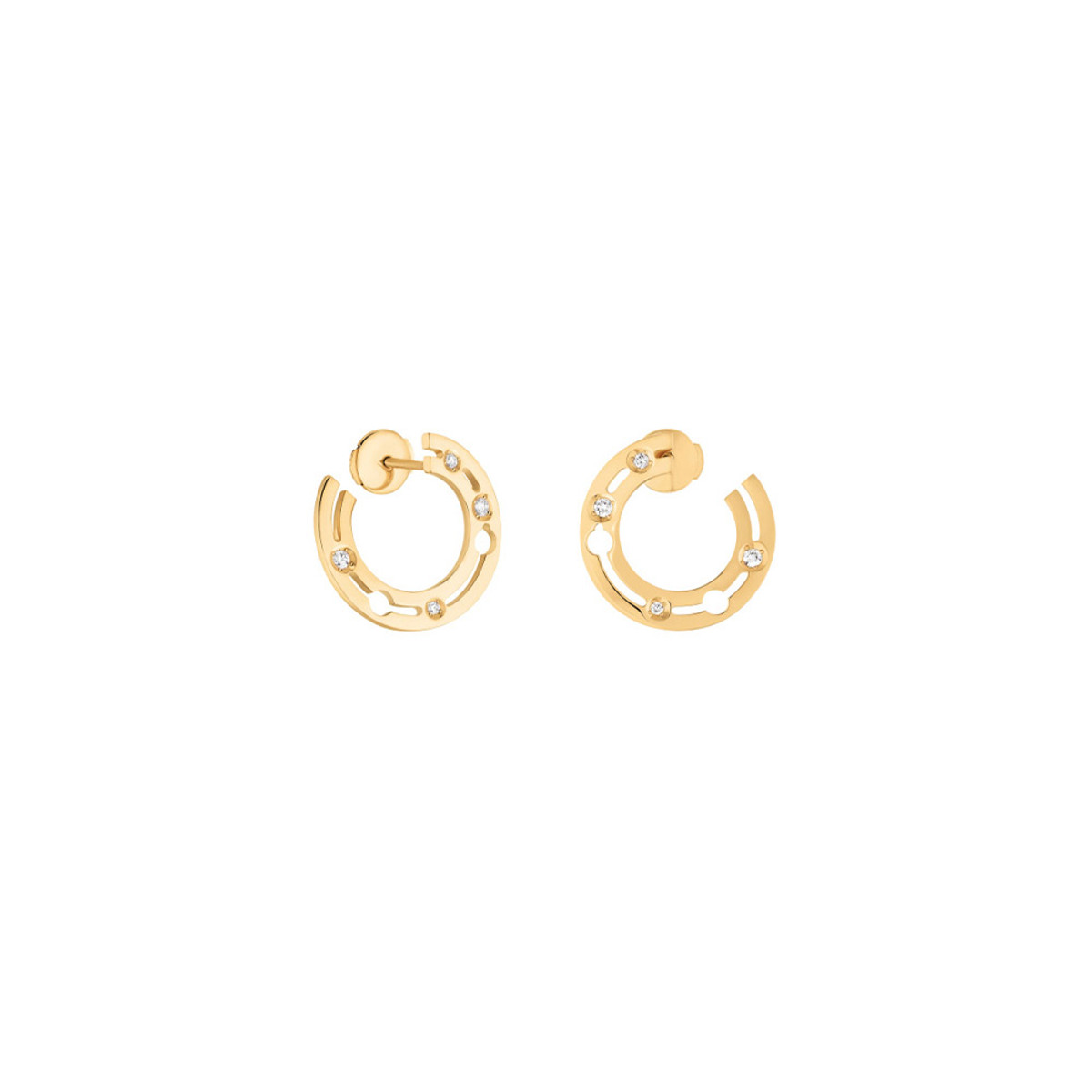 Dinh Van 18K  Yellow Gold Pulse Hoop Earrings-60448