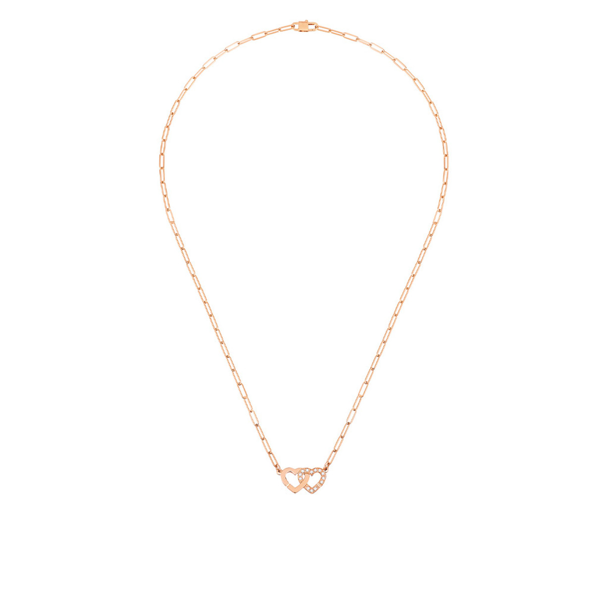 Dinh Van 18K Rose Gold Double CÏurs R9 necklace-60451 Product Image