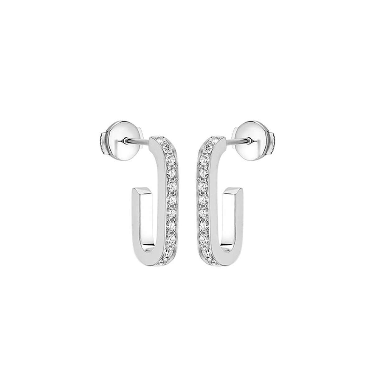 Dinh Van 18K White Gold Maillon Hoop Earrings-60450