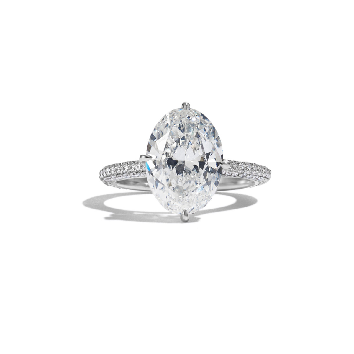 Hyde Park Platinum 4.02ct Oval Diamond Solitaire Hidden Halo Engagement Ring-22995 Product Image