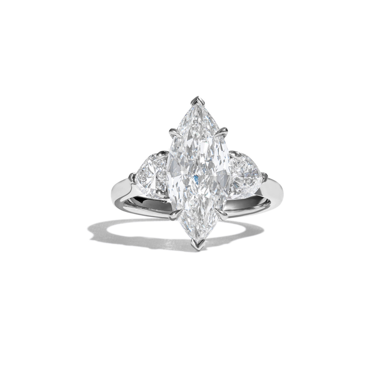Hyde Park Platinum 3.02ct Marquise and Round Three-Stone Engagement Ring-49026 Product Image