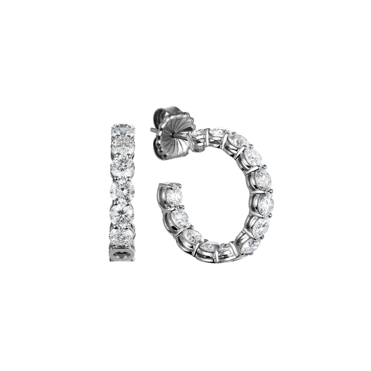 18k White Gold 8.09ct Round Diamond Hoop Earrings-35659 Product Image