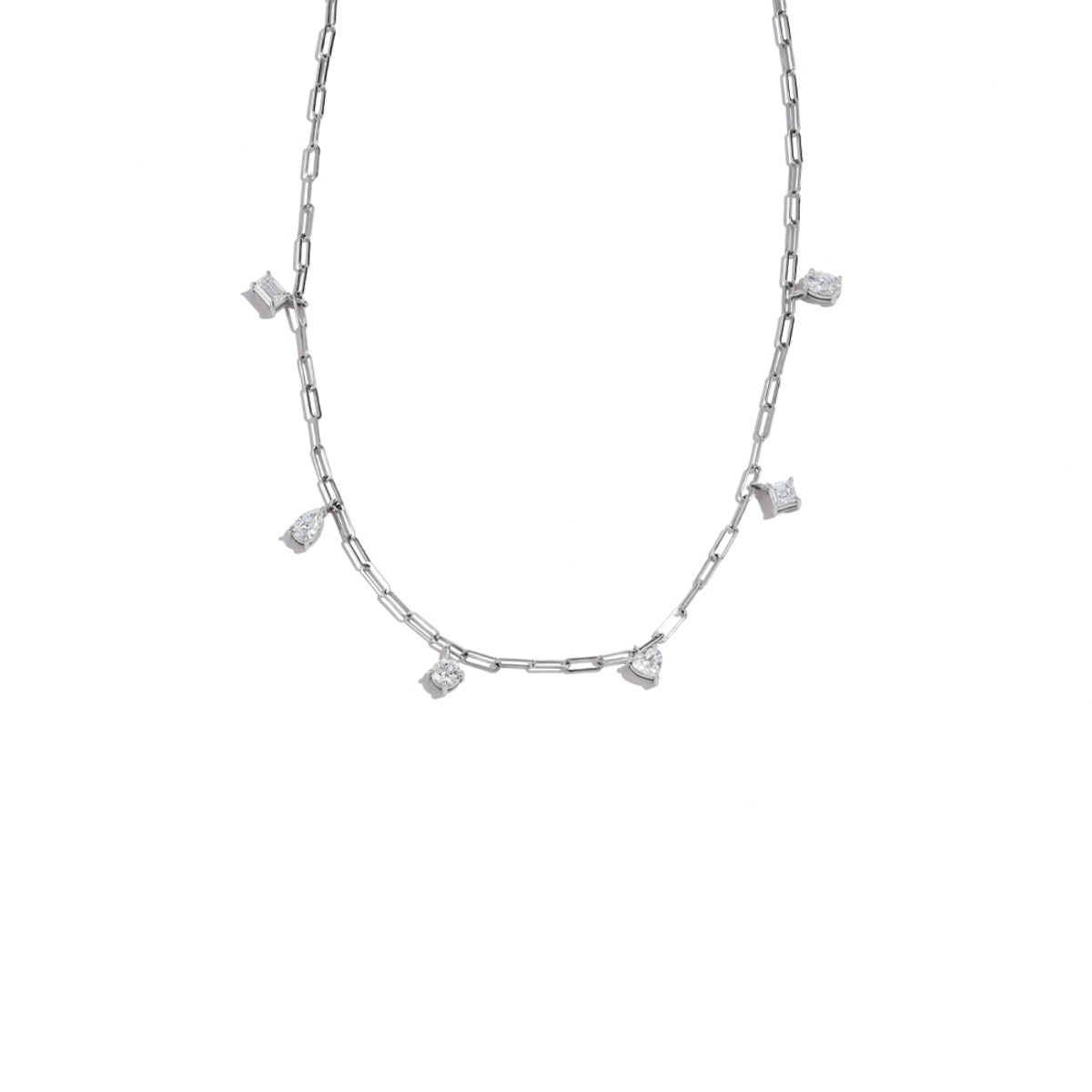 18k White Gold 1.83ct Mixed Diamond Charm Necklace-35533