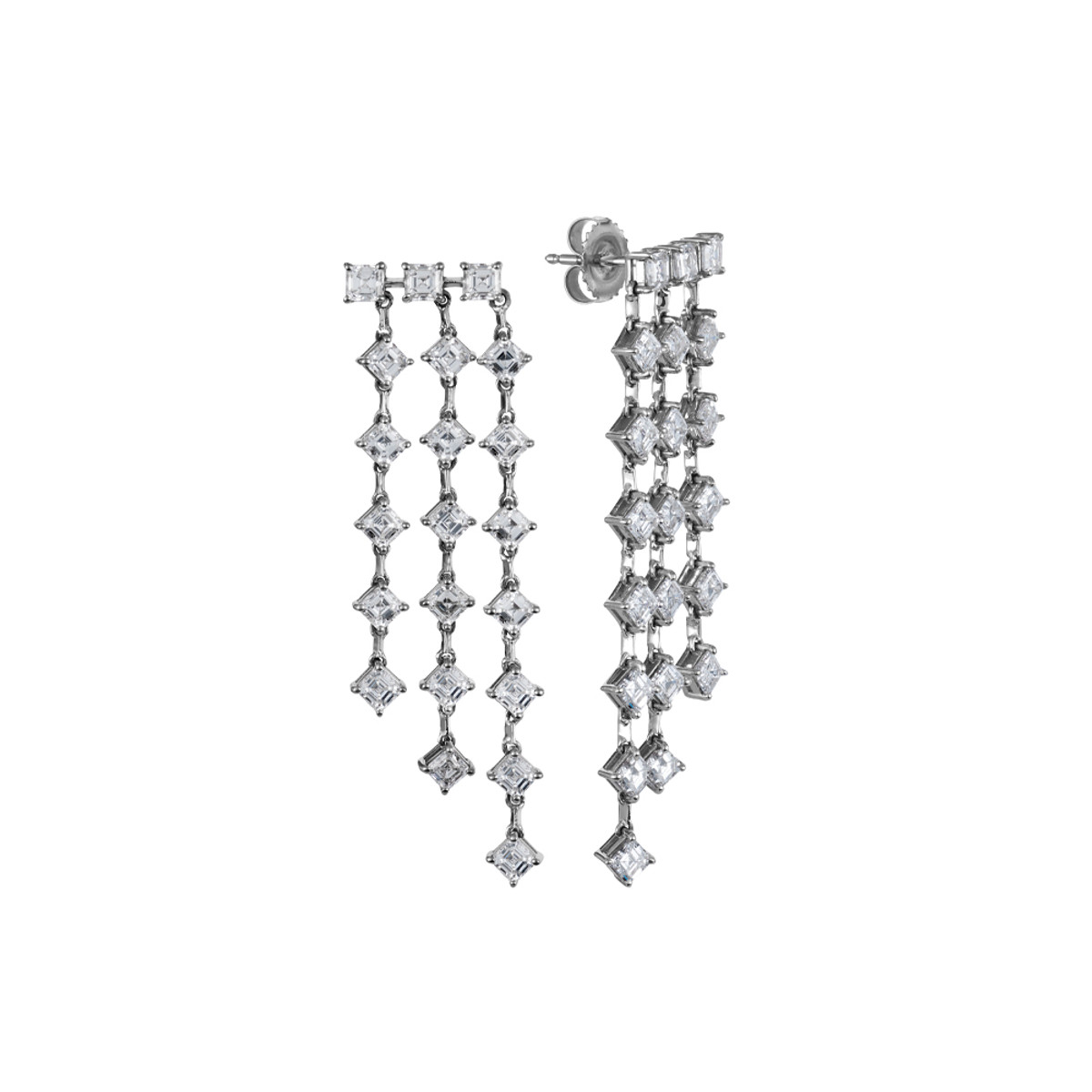Hyde Park Collection 18K White Gold Asscher 6.41ct Diamond Drop Earrings-49168