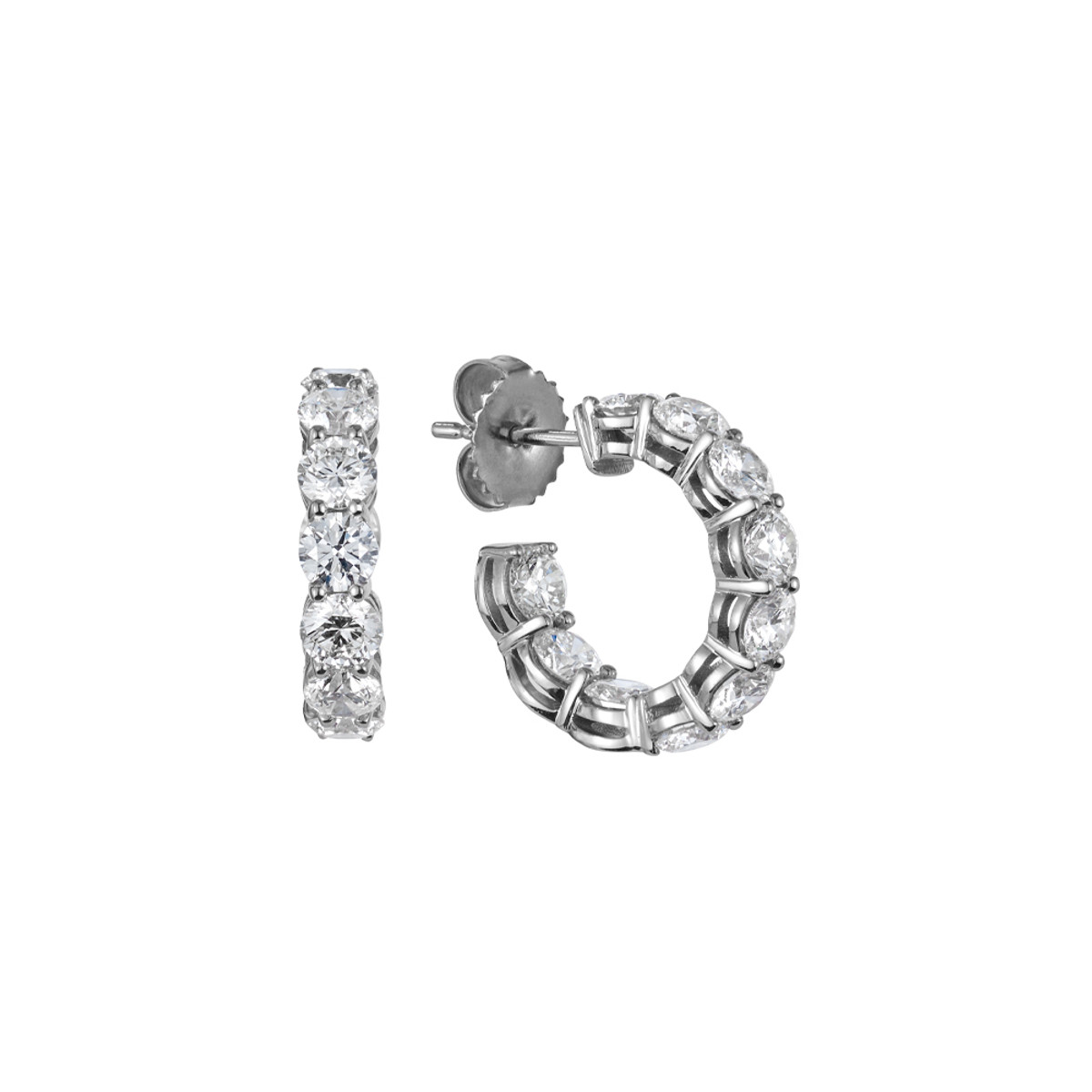 Hyde Park 18K White Gold 4.18 Round Diamond Hoop Earrings-39503 Product Image