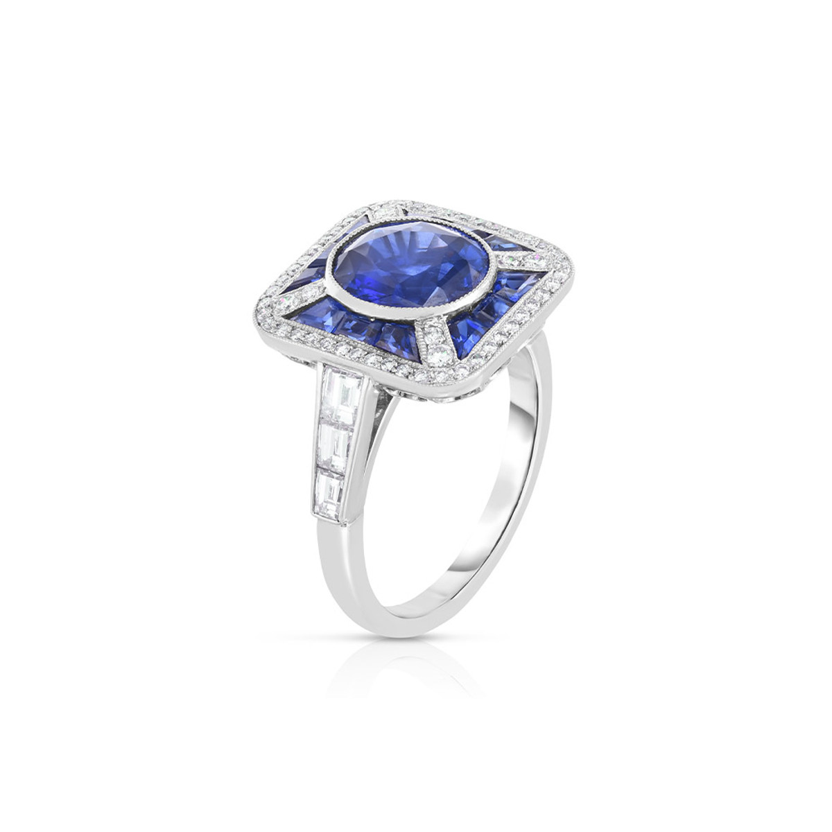 Hyde Park Collection Platinum Sapphire and Diamond Ring-61607 Product Image