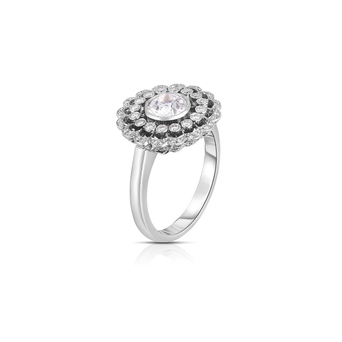 Hyde Park Collection Platinum Diamond Halo Ring-62452 Product Image