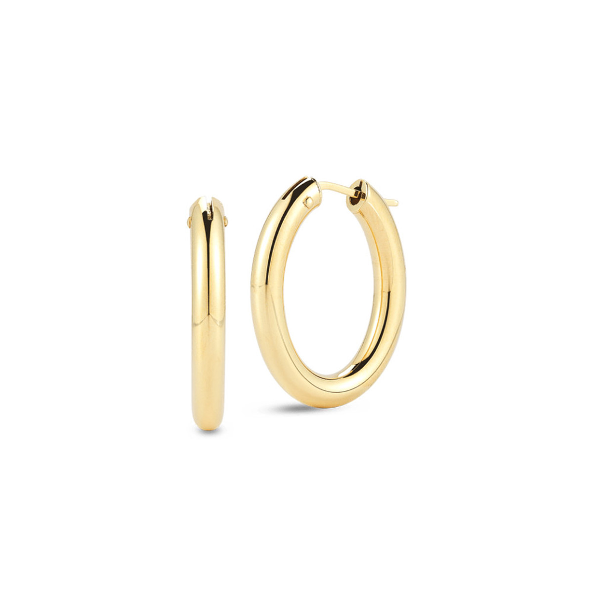 Roberto Coin 18K  Yellow Designer Gold Medium Oval Hoop Earrings-61484