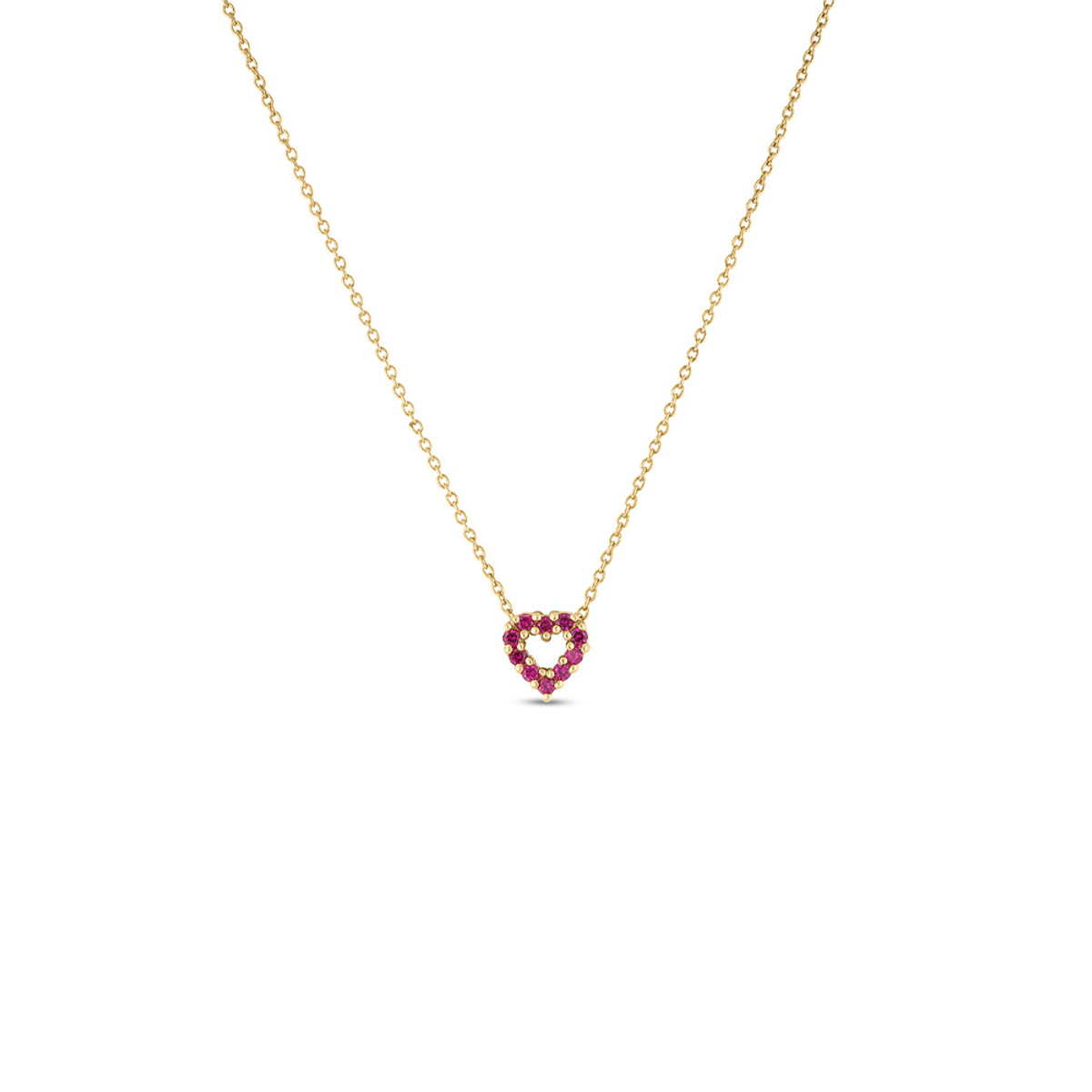 Roberto Coin 18K Yellow Gold Tiny Tresures Ruby & Diamond Reversible Heart Necklace-61459