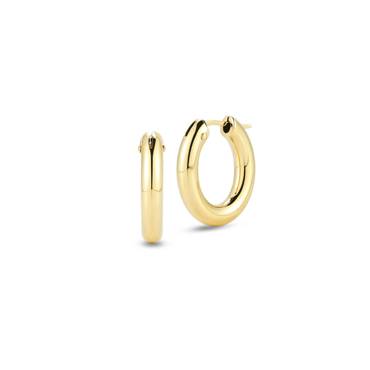 Roberto Coin 18K  Yellow Designer Gold Medium Oval Hoop Earrings-61485