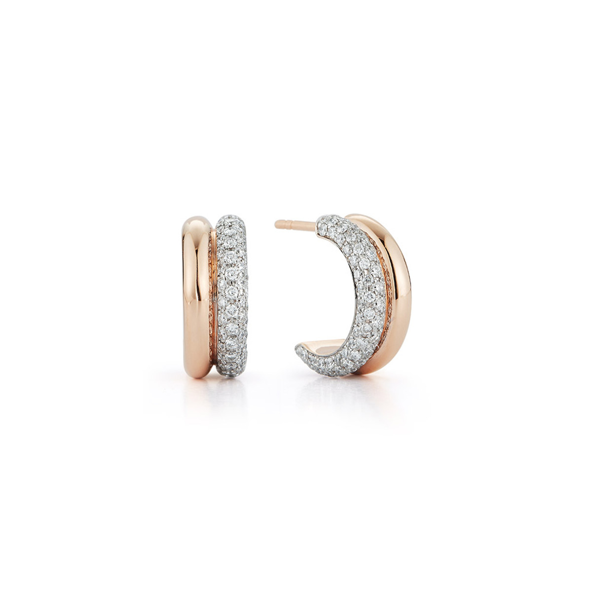 Walters Faith Thoby 18K Rose Gold and Diamond Tubular Huggie Earrings-62271