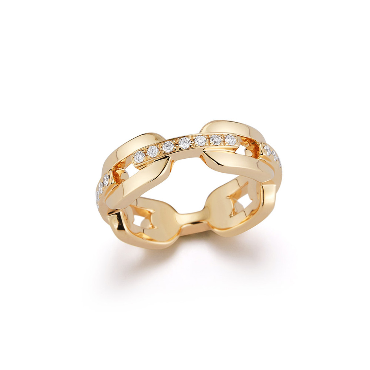 Walters Faith Saxon 18K Yellow Gold and Diamond Bar Flat Chain Link Ring-62277 Product Image