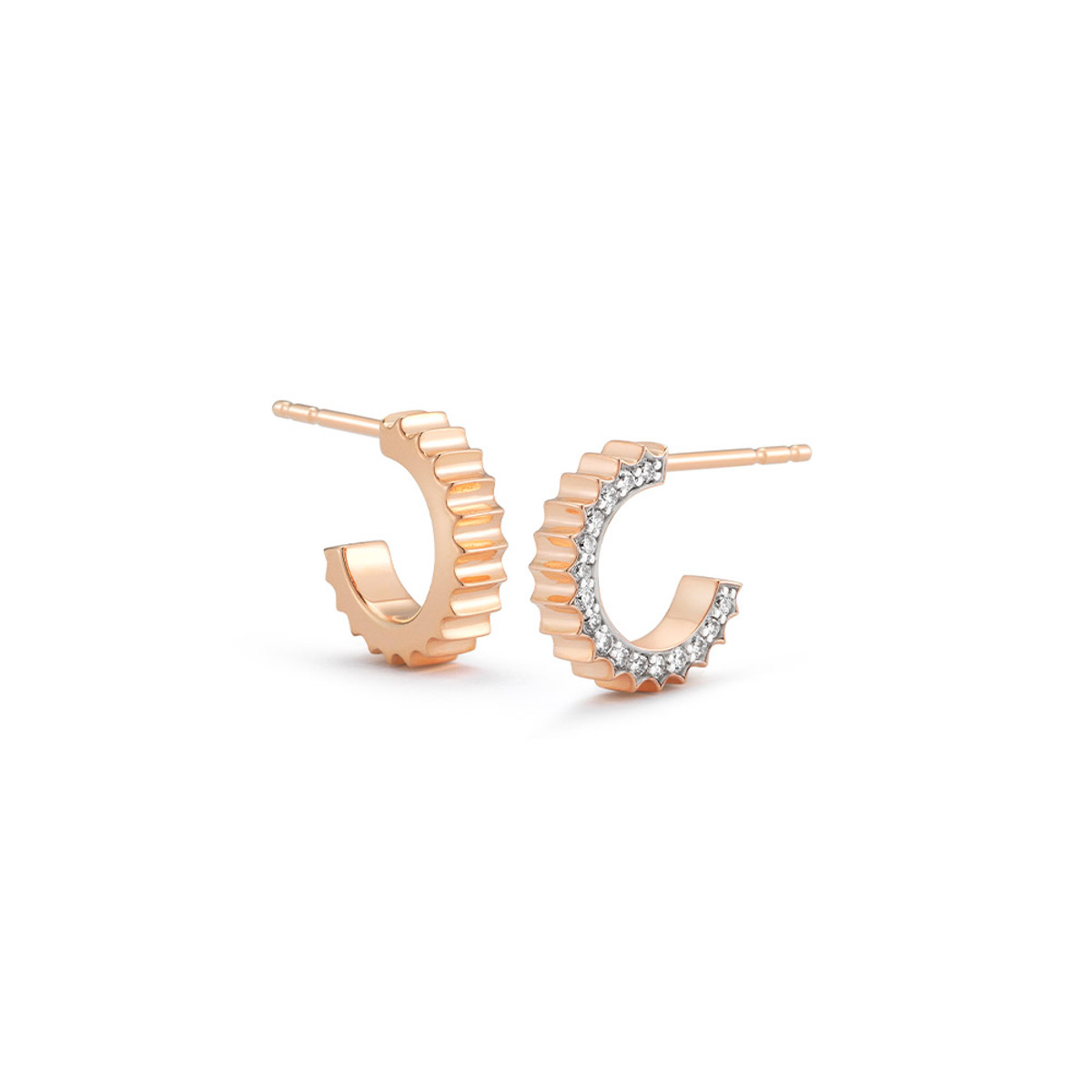 Walters Faith Clive 18K Rose Gold and Diamond Fluted Huggie Earrings-61718 Product Image
