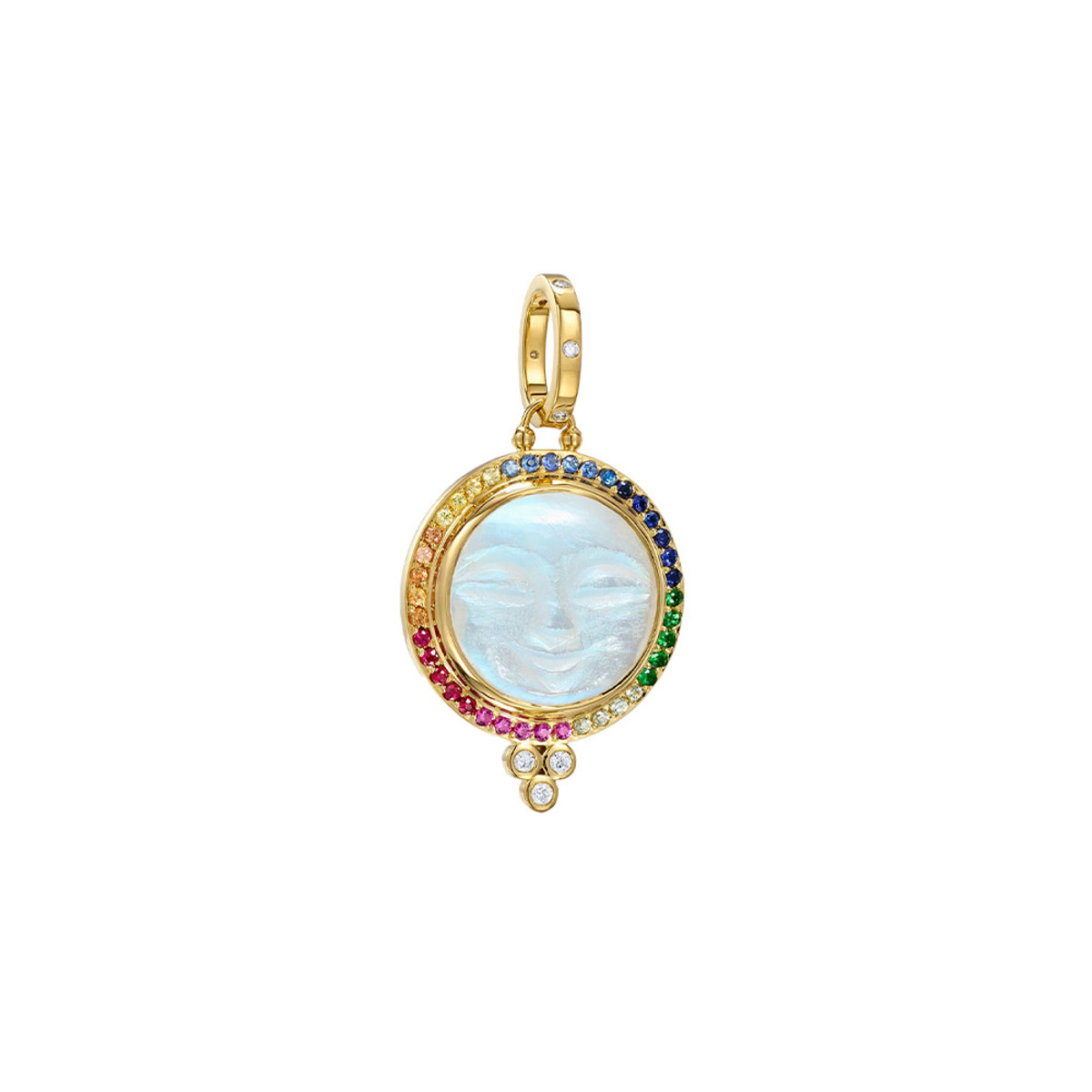 Temple St. Clair 18K Yellow Gold Rainbow Moonface Pendant-61437