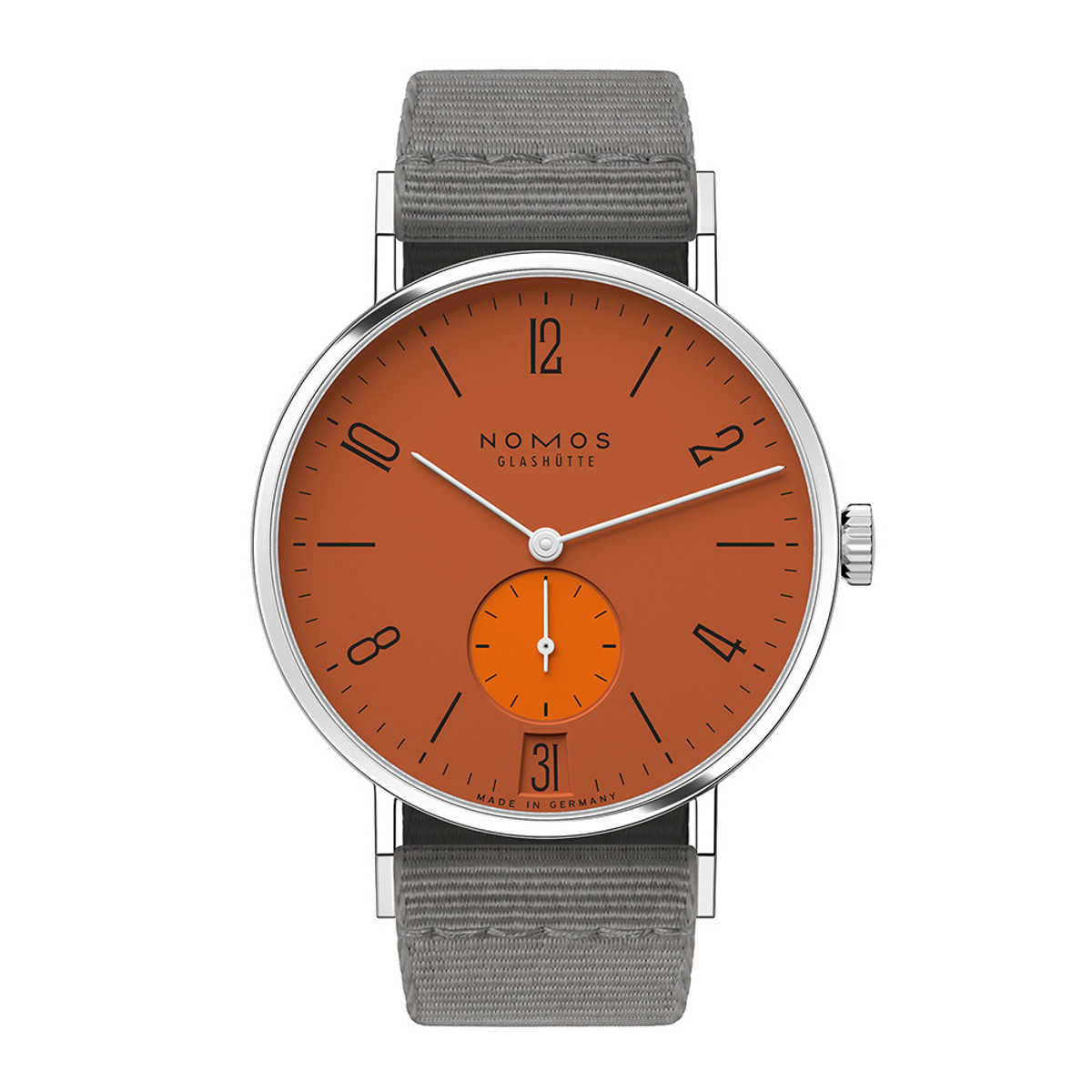 NOMOS Glashutte Tangente 38 Date Poporange Ref. 179.S13-65843 Product Image