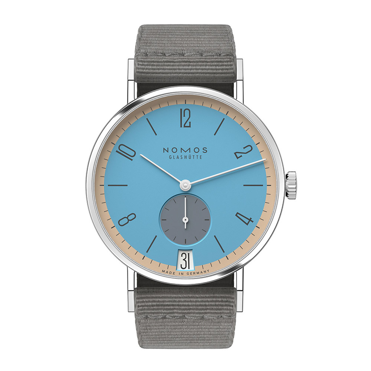 NOMOS Glashütte Tangente 38 Date Delfin Ref. 179.S22-65853