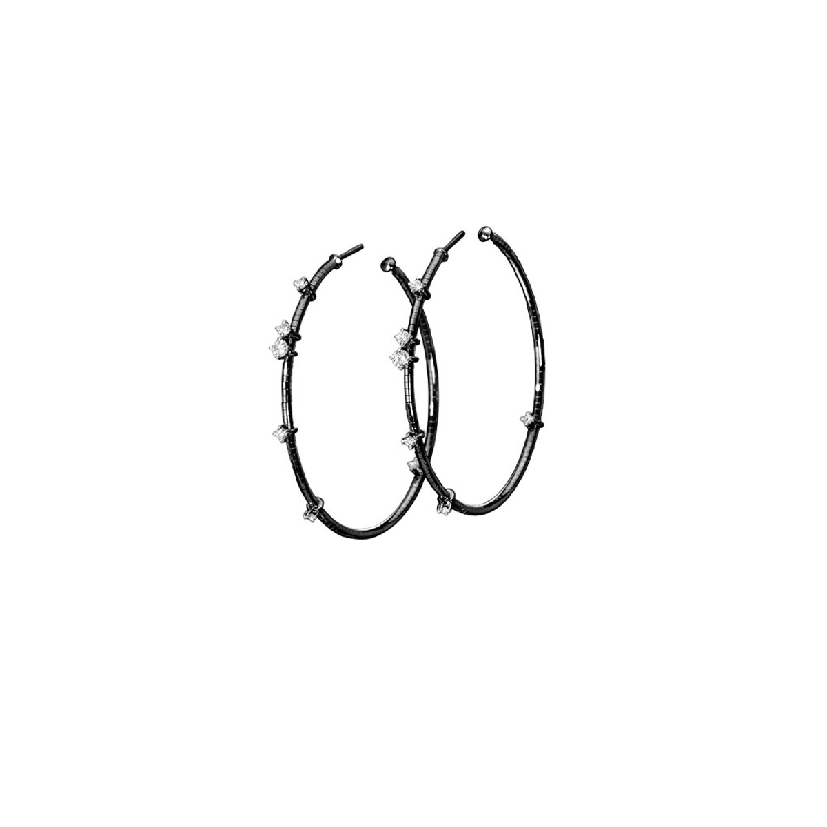Mattia Cielo 18K Black Gold Diamond Hoop Earrings-67255 Product Image