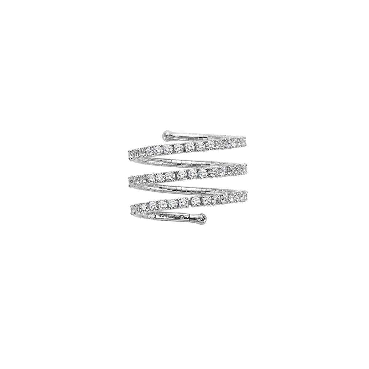 Mattia Cielo 18K White Gold 3 Row Spiral Diamond Pave Ring-67259