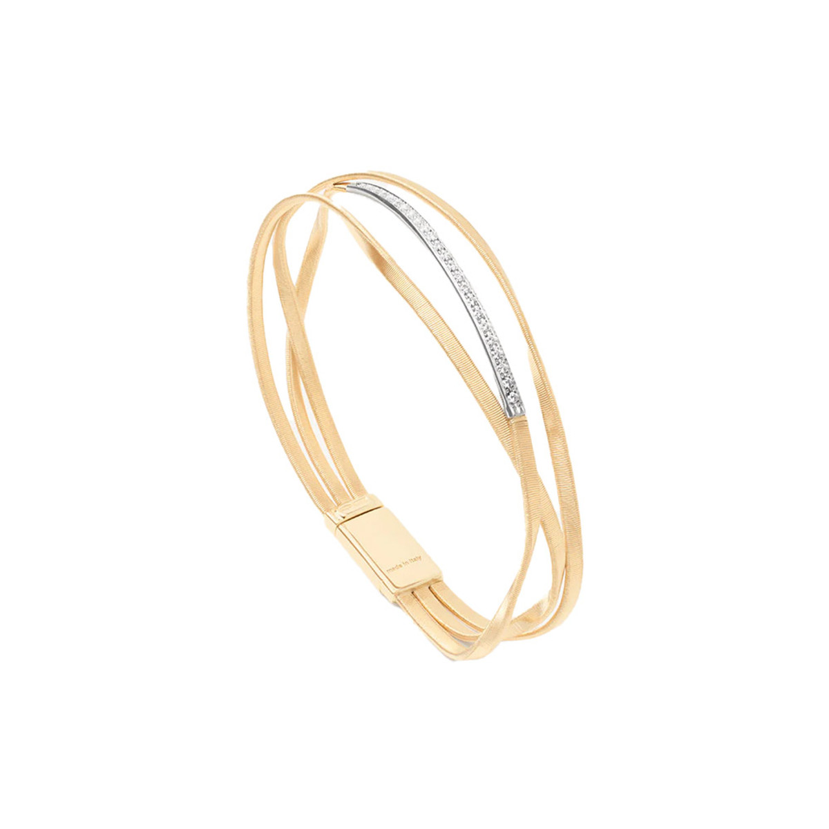 Marco Bicego Marrakech 18K Yellow Gold 3- Strand Bangle with Diamond Bar-61192