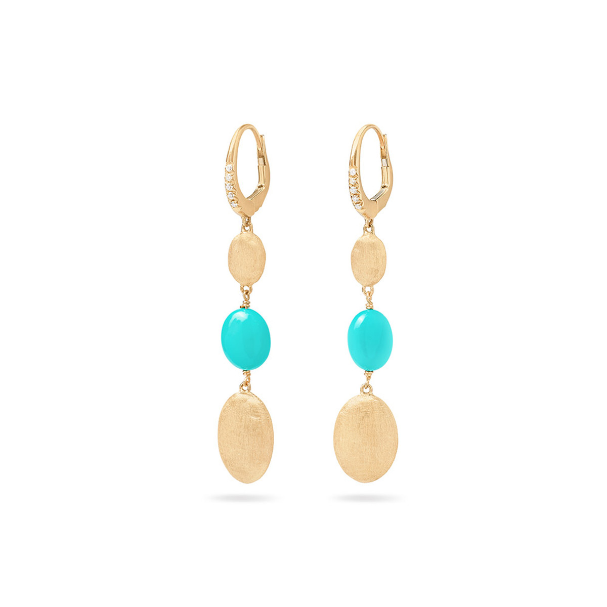 Marco Bicego Siviglia 18K Yellow Gold Drop Earrings Long with Turquoise-61200