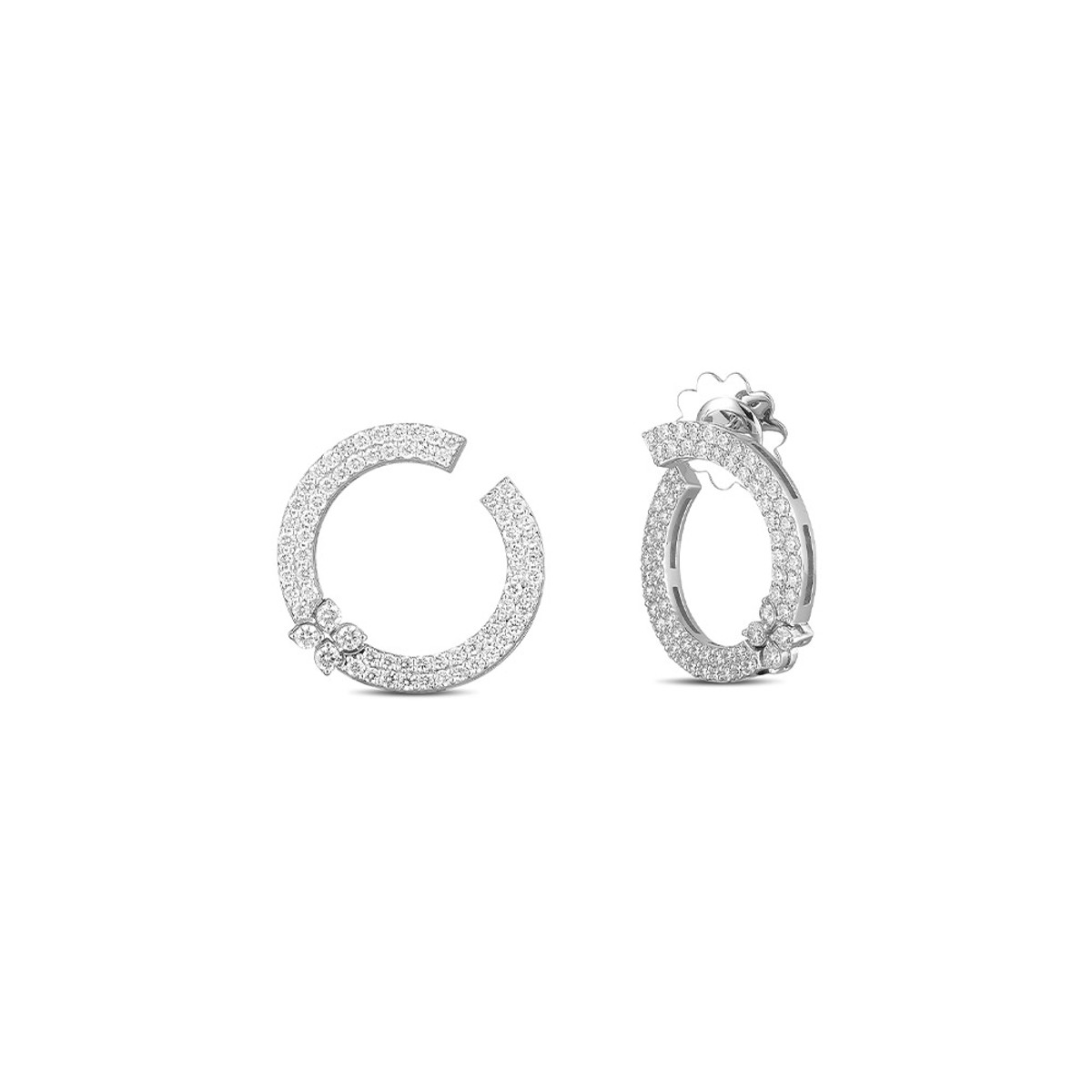 Roberto Coin 18K White Gold Love in Verona Diamond Circle Earrings-57367 Product Image