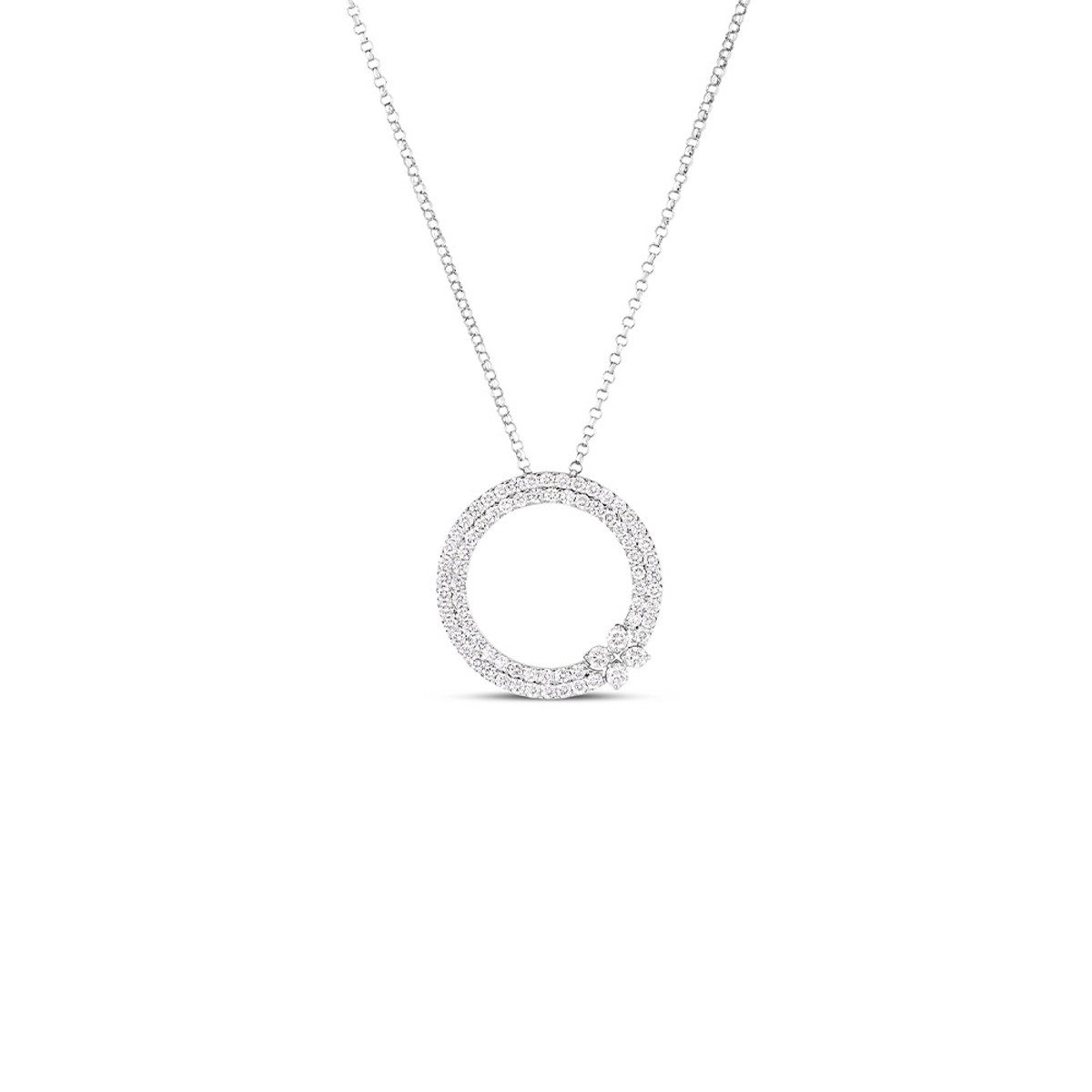 Roberto Coin 18K White Gold Love in Verona Diamond Circle Necklace-57385