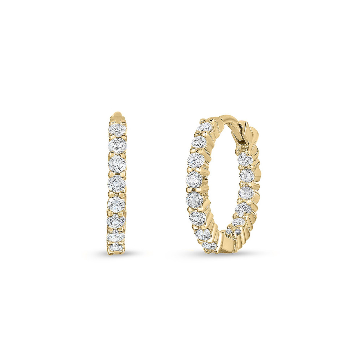 Roberto Coin 18K Yellow Gold Petite Diamond Hoop Earrings-61466