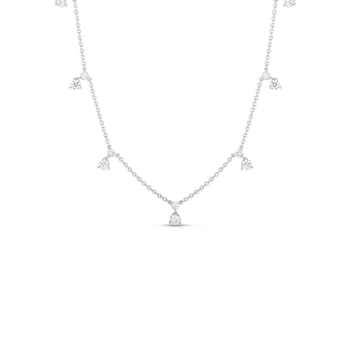 Roberto Coin 18K White Gold Diamonds By The Inch 5 Station Necklace-61511