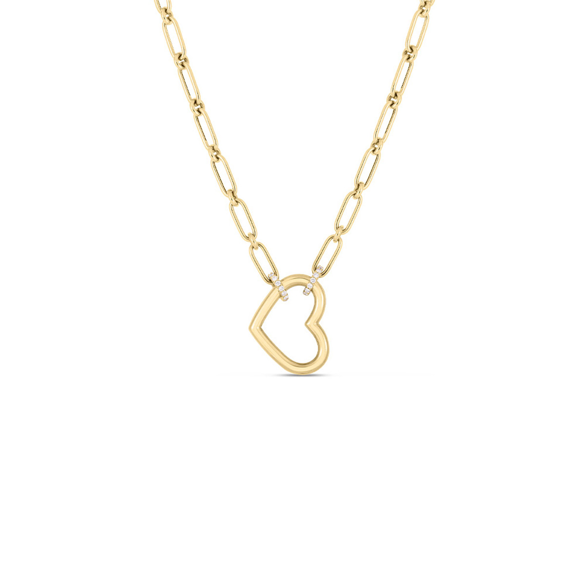 Roberto Coin 18K Yellow Gold Cialoma Dangle Diamond Accent Open Heart Necklace-61514