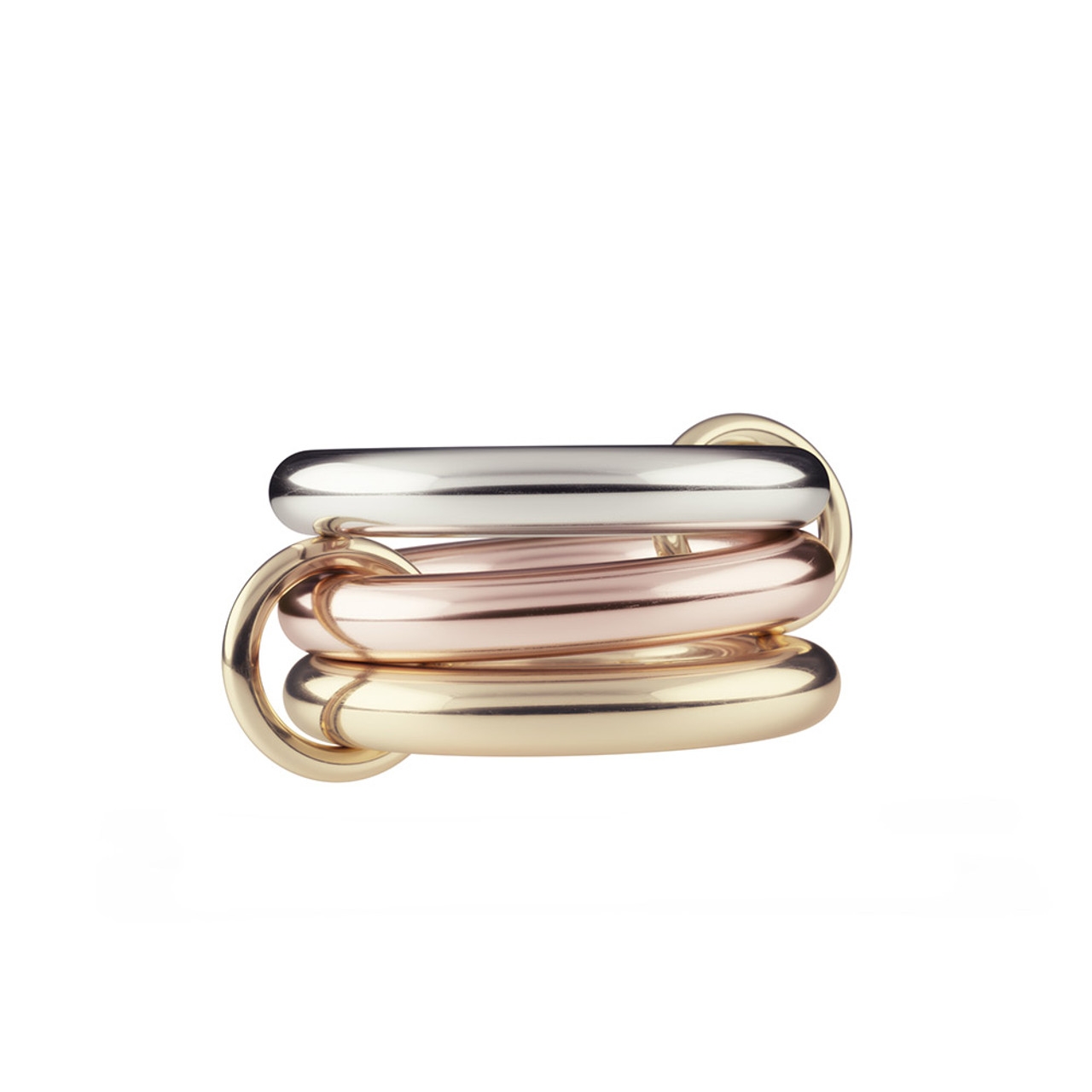 Spinelli Kilcollin Mercury Sterling Silver, 18K Yellow & Rose Gold 3 Linked  Ring-JSGRG1272