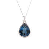 Hyde Park Collection 14K White Gold Diamond and Blue Topaz Necklace-DSPNK0683